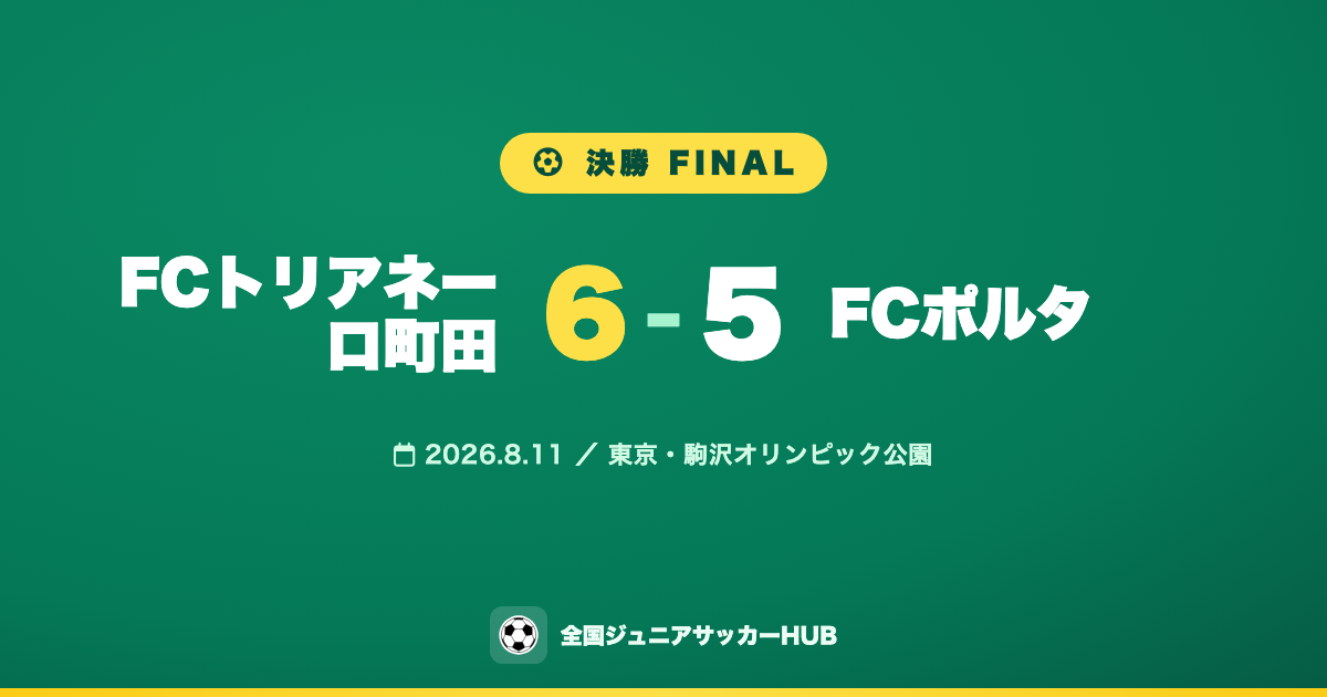 決勝 FCトリアネーロ町田 6-5 FCポルタ（2026年8月11日・駒沢オリンピック公園）